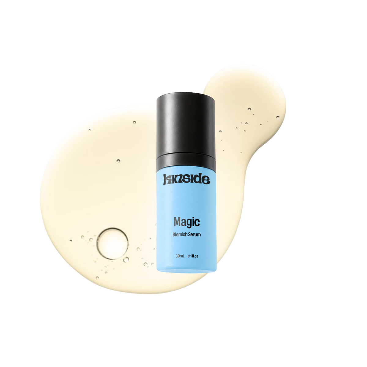 Magic Blemish Serum bottle on a coloured background