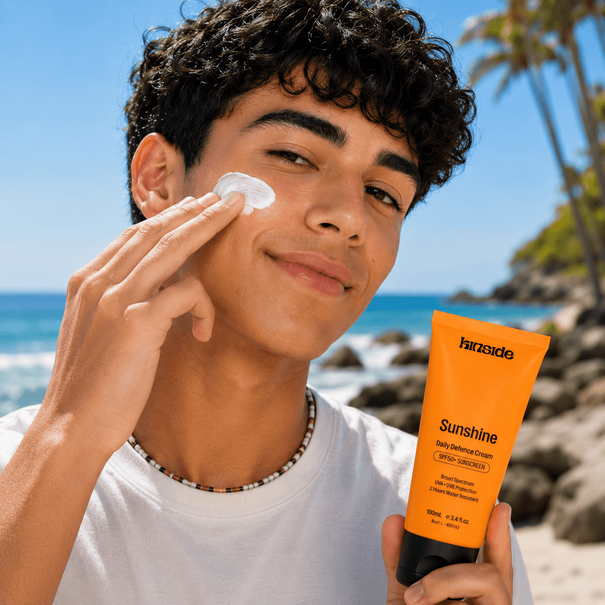 Step 1 of the Sunshine Daily Defence SPF50+ sunscreen routine