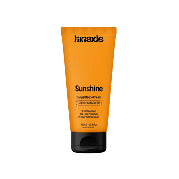 Sunshine Daily Defence SPF50+ sunscreen with award badge